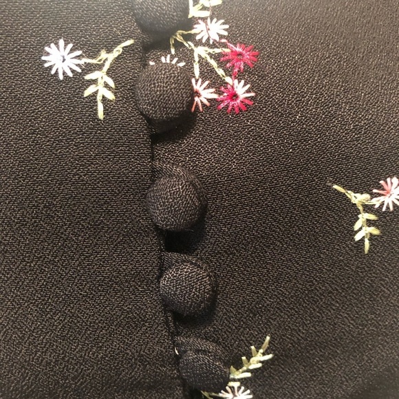 VTG 80’s Cropped Button Front Black Floral Embroidered Vest Size 3 JR Dressy - Picture 5 of 8